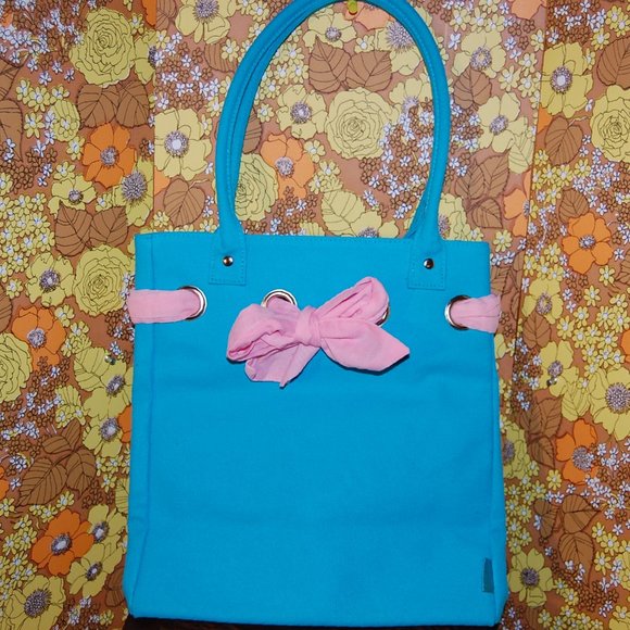 RALPH LAUREN Blue Cotton Canvas TOTE BAG - Picture 1 of 3